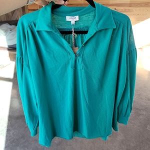 Umgee oversized raw hem shirt